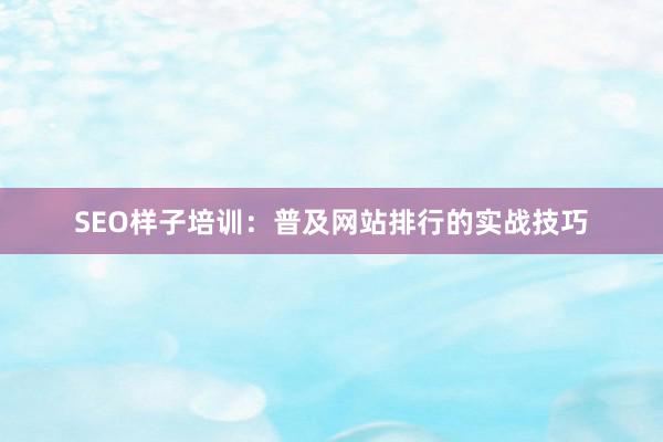 SEO样子培训：普及网站排行的实战技巧